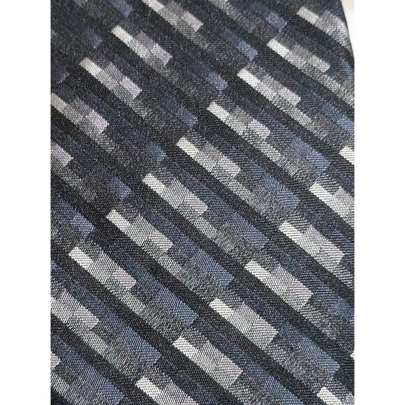 Palatina 100% Imported Silk/Gray Geometric Diagonal Print Tie Made In USA - Picture 7 of 9